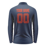 Custom Blue Coral Red Long Sleeve Polo Shirt