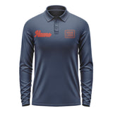 Custom Blue Coral Red Long Sleeve Polo Shirt