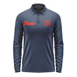 Custom Blue Orange Red Long Sleeve Polo Shirt