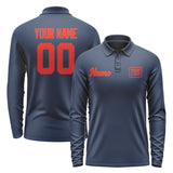 Custom Blue Orange Red Long Sleeve Polo Shirt