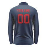 Custom Blue Red Long Sleeve Polo Shirt
