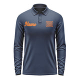 Custom Blue Orange Long Sleeve Polo Shirt