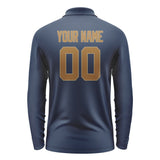 Custom Blue Khaki Long Sleeve Polo Shirt