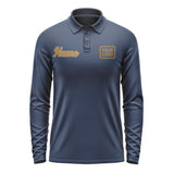 Custom Blue Khaki Long Sleeve Polo Shirt