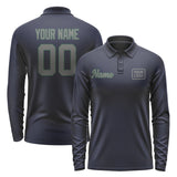 Custom Navy Dark Grey Long Sleeve Polo Shirt
