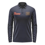 Custom Navy Khaki Long Sleeve Polo Shirt