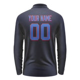 Custom Navy Sky Blue Long Sleeve Polo Shirt