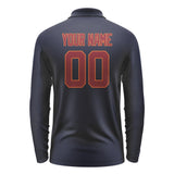 Custom Navy Crimson Red Long Sleeve Polo Shirt