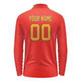 Custom Orange Red Yellow Long Sleeve Polo Shirt
