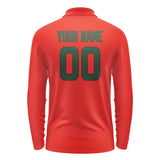 Custom Orange Red Green Long Sleeve Polo Shirt