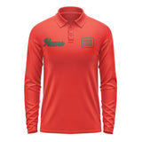 Custom Orange Red Green Long Sleeve Polo Shirt