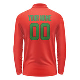 Custom Orange Red Emerald Green Long Sleeve Polo Shirt