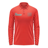 Custom Orange Red Dark Grey Long Sleeve Polo Shirt