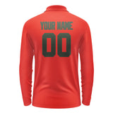 Custom Orange Red Dark Green Long Sleeve Polo Shirt