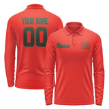 Custom Orange Red Dark Green Long Sleeve Polo Shirt