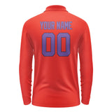 Custom Orange Red Light Purple Long Sleeve Polo Shirt