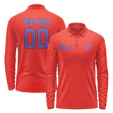 Custom Orange Red Light Purple Long Sleeve Polo Shirt