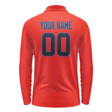 Custom Orange Red Navy Long Sleeve Polo Shirt