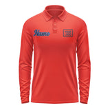 Custom Orange Red Navy Long Sleeve Polo Shirt