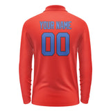Custom Orange Red Sky Blue Long Sleeve Polo Shirt