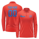 Custom Orange Red Sky Blue Long Sleeve Polo Shirt