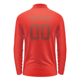 Custom Orange Red Coral Red Long Sleeve Polo Shirt