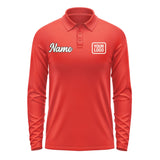 Custom Orange Red Cream Long Sleeve Polo Shirt