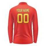 Custom Orange Red Gold Long Sleeve Polo Shirt