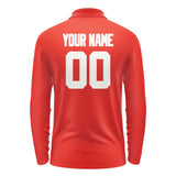 Custom Orange Red White Long Sleeve Polo Shirt
