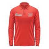 Custom Orange Red Gray Long Sleeve Polo Shirt