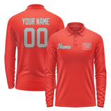 Custom Orange Red Gray Long Sleeve Polo Shirt