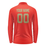 Custom Orange Red Light Khaki Long Sleeve Polo Shirt