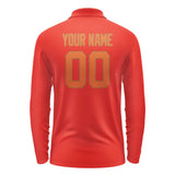 Custom Orange Red Orange Long Sleeve Polo Shirt