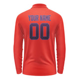 Custom Orange Red Purple Long Sleeve Polo Shirt