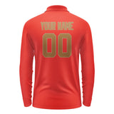 Custom Orange Red Khaki Long Sleeve Polo Shirt