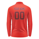 Custom Orange Red Crimson Red Long Sleeve Polo Shirt