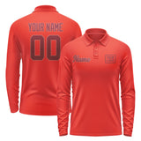 Custom Orange Red Crimson Red Long Sleeve Polo Shirt