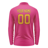 Custom Pink Yellow Long Sleeve Polo Shirt