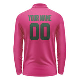 Custom Pink Green Long Sleeve Polo Shirt