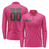 Custom Pink Green Long Sleeve Polo Shirt