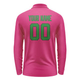 Custom Pink Emerald Green Long Sleeve Polo Shirt