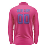 Custom Pink Light Purple Long Sleeve Polo Shirt