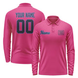 Custom Pink Navy Long Sleeve Polo Shirt