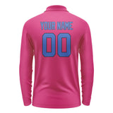Custom Pink Sky Blue Long Sleeve Polo Shirt