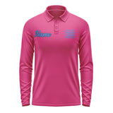 Custom Pink Sky Blue Long Sleeve Polo Shirt