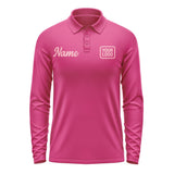 Custom Pink Light Pink Long Sleeve Polo Shirt