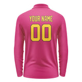 Custom Pink Gold Long Sleeve Polo Shirt
