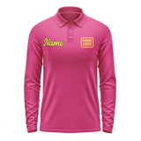 Custom Pink Gold Long Sleeve Polo Shirt