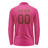 Custom Pink Crimson Red Long Sleeve Polo Shirt