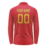 Custom Red Yellow Long Sleeve Polo Shirt
